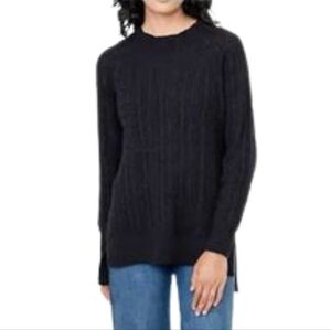 BLEU GRAY Navy Blue Cable Knit Crewneck Sweater, Size XL